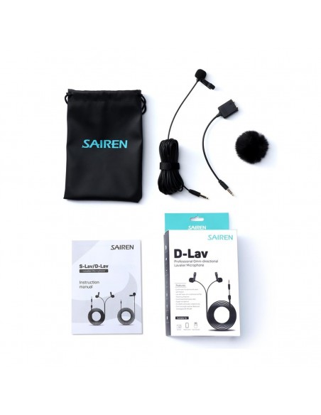 Microfon Lavaliera Sairen  Omnidirectionala 3.5 mm - Cablu 6m